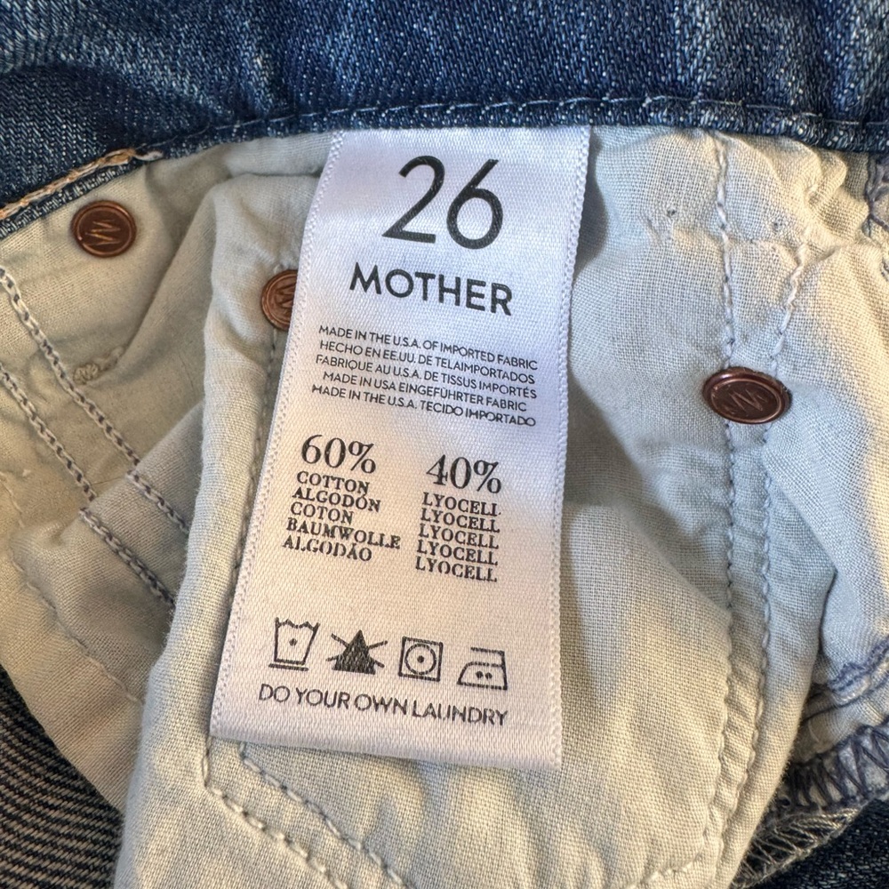 MOTHER Distressed Blue Cropped Flare Jeans - Picture 7 of 8